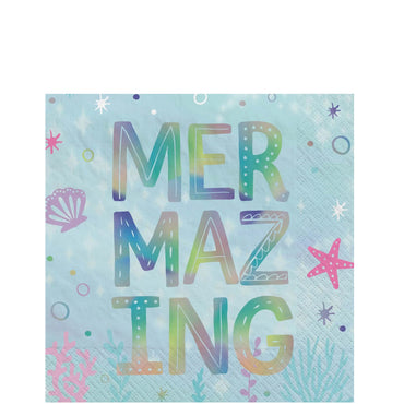 Shimmering Mermaid Hot Stamped Beverage Tissue, 16pcs
