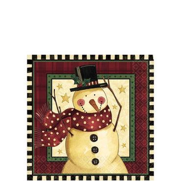 Cozy Snowman Beverage Tissues 16pcs Printed Tableware - Party Centre