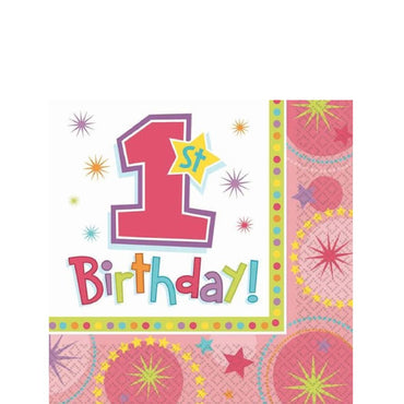 One-Derful Birthday Girl Beverage Tissues 16pcs