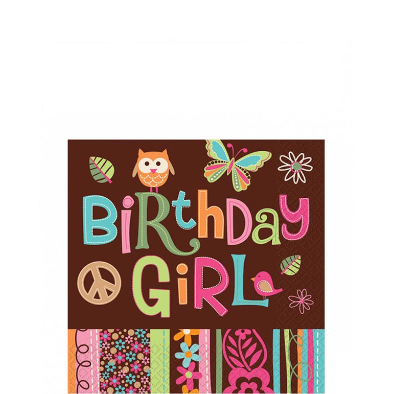 Hippie Chick Birthday Beverage Tissues 16pcs Printed Tableware - Party Centre