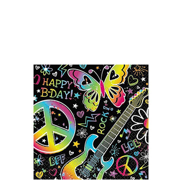 Neon Doodle Beverage Tissues 16pcs Printed Tableware - Party Centre