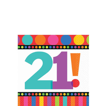 21! Dots And Stripes Beverage Tissues 16pcs Printed Tableware - Party Centre