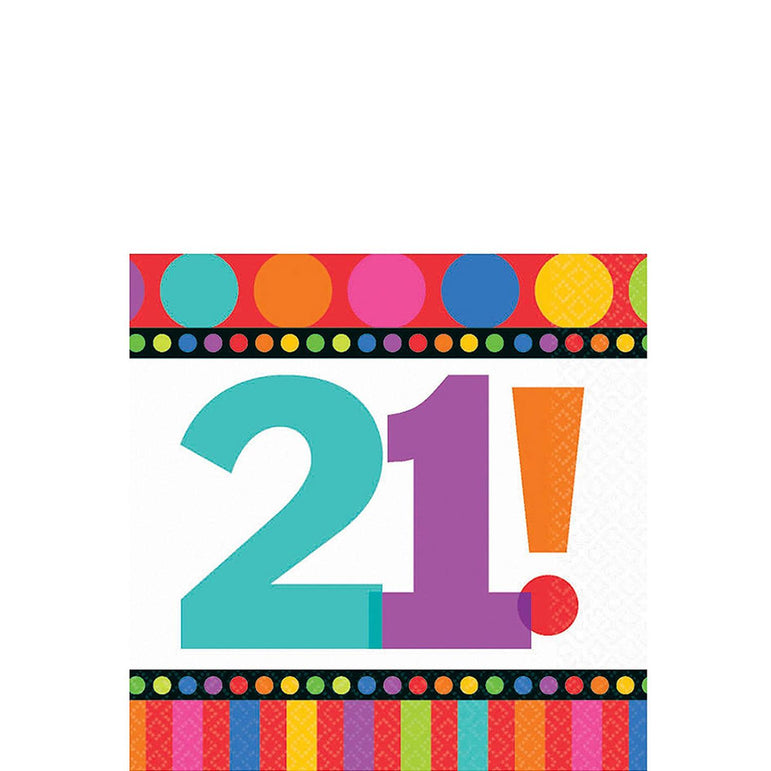 21! Dots And Stripes Beverage Tissues 16pcs Printed Tableware - Party Centre