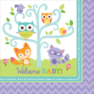 Woodland Welcome Baby Lunch Tissues 16pcs Printed Tableware - Party Centre