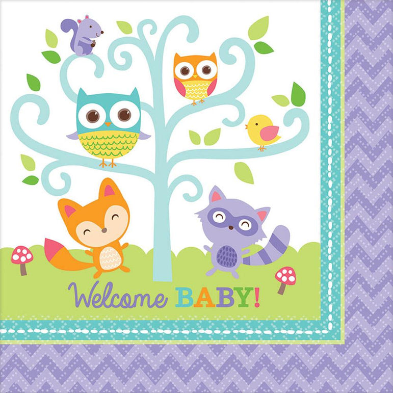 Woodland Welcome Baby Lunch Tissues 16pcs Printed Tableware - Party Centre