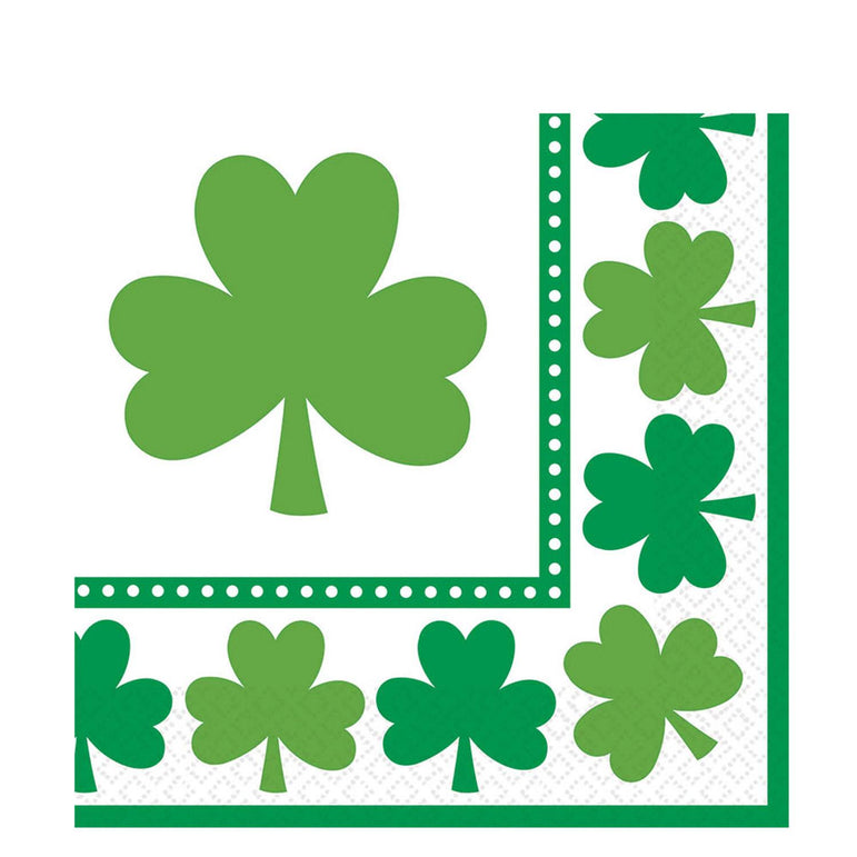 Lucky Shamrock Lunch Tissues 16pcs Printed Tableware - Party Centre