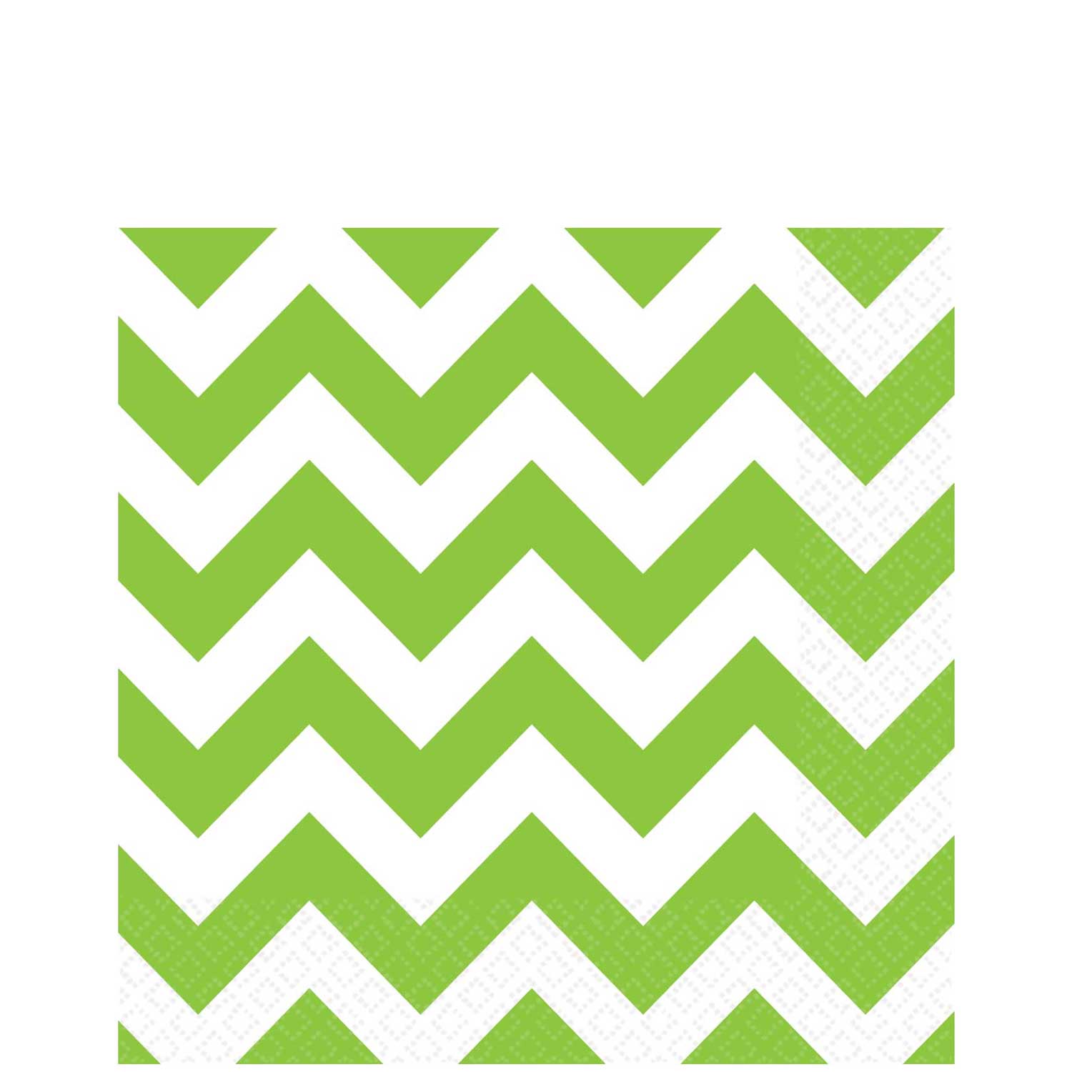 Kiwi Green Chevron Lunch Tissues 16pcs Printed Tableware - Party Centre
