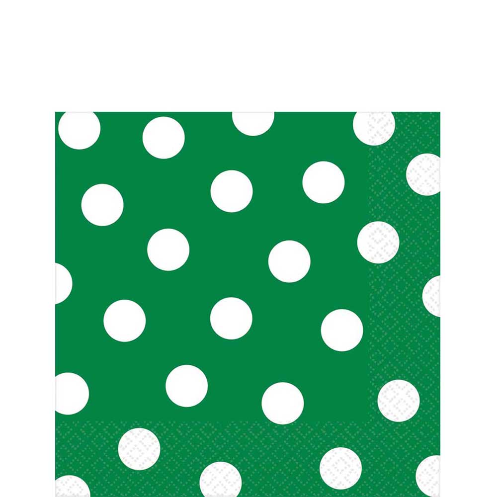 Festive Green Dots Lunch Tissues 16pcs Printed Tableware - Party Centre