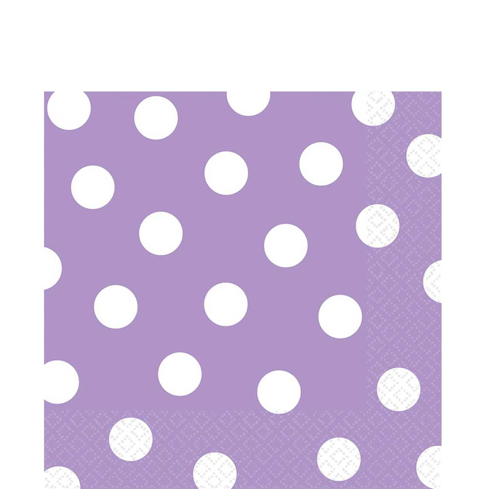 Lavender Dots Lunch Tissues 16pcs Printed Tableware - Party Centre