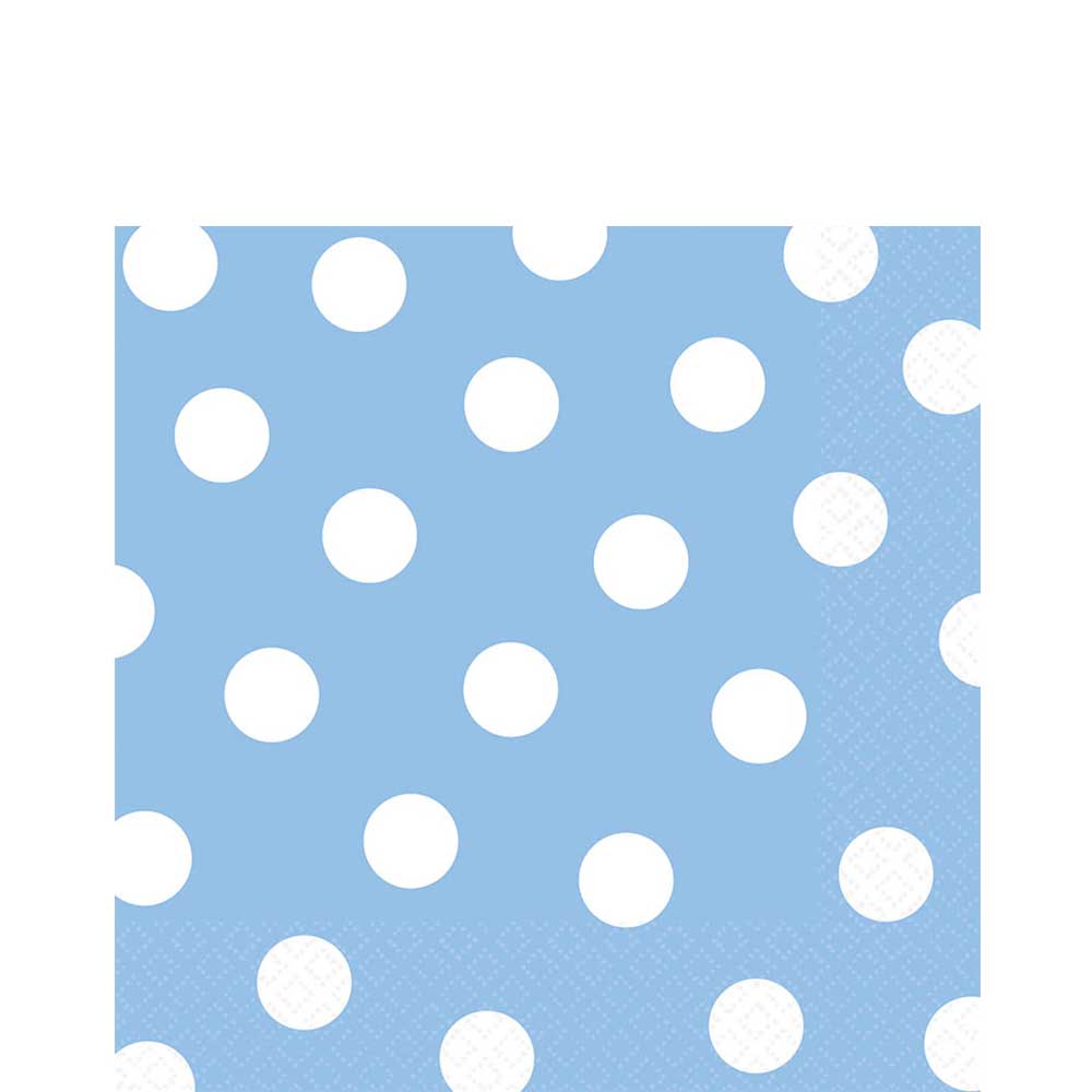Pastel Blue Dots Lunch Tissues 16pcs Printed Tableware - Party Centre