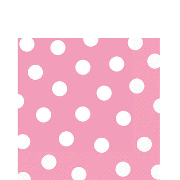 New Pink Dots Lunch Tissues 16pcs Printed Tableware - Party Centre