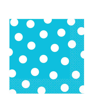 Caribbean Blue Dots Lunch Tissues 16pcs Printed Tableware - Party Centre