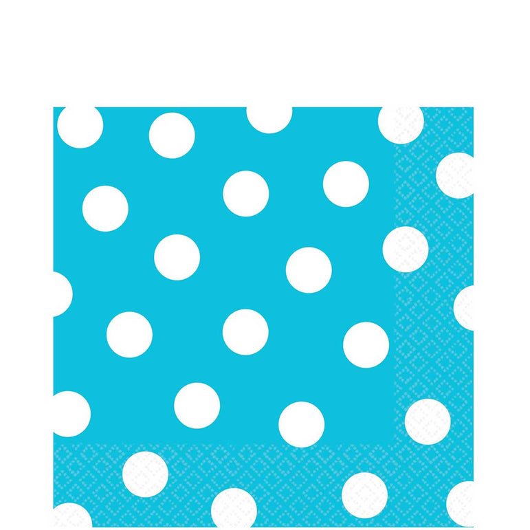 Caribbean Blue Dots Lunch Tissues 16pcs Printed Tableware - Party Centre