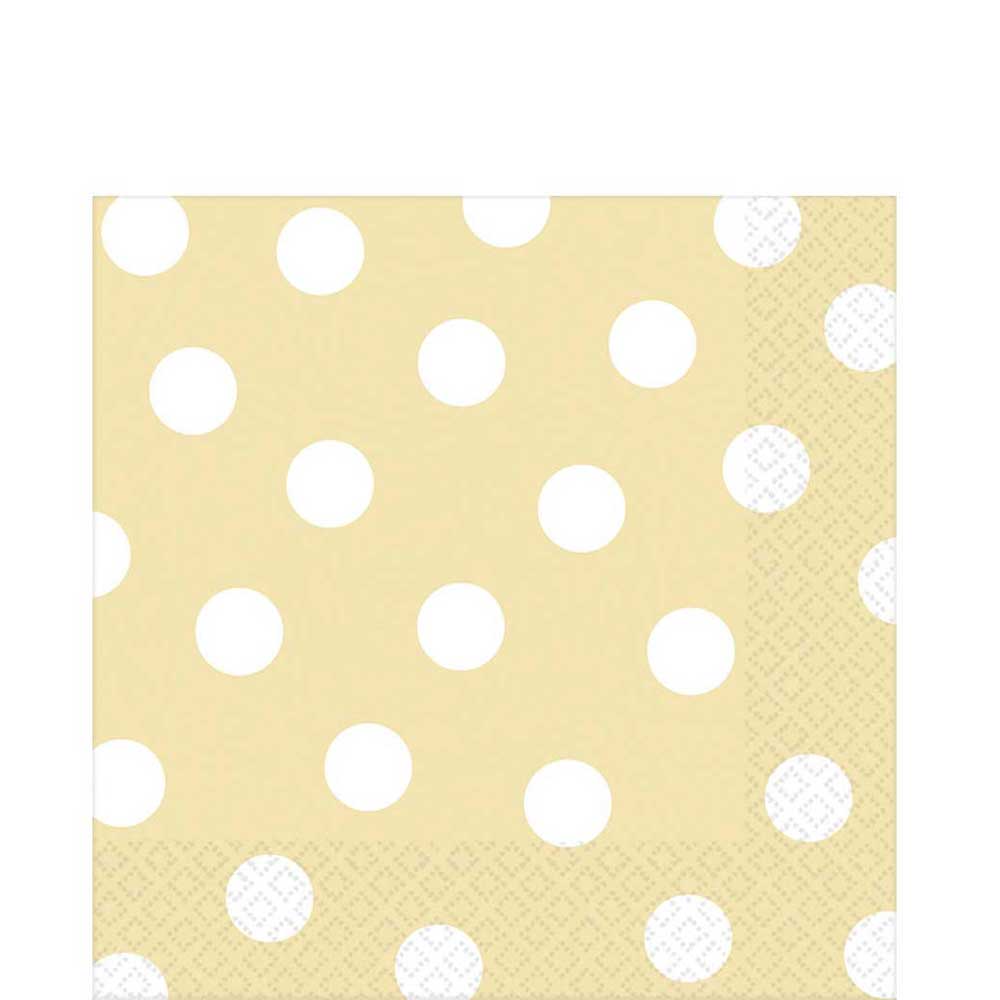 Vanilla Crème Dots Lunch Tissues 16pcs Printed Tableware - Party Centre