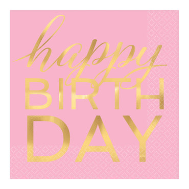 Eat, Drink & Be Happy Birthday Lunch Tissues 16pcs Printed Tableware - Party Centre