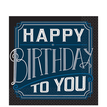 Happy Birthday Man Lunch Tissues 16pcs Printed Tableware - Party Centre