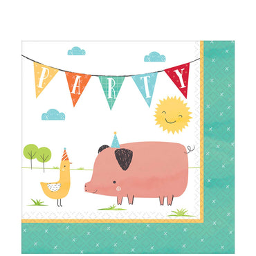 Barnyard Birthday Lunch Tissues 16pcs Printed Tableware - Party Centre