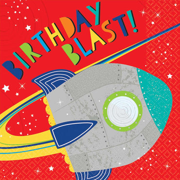 Blast Off Birthday Lunch Tissues 16pcs Printed Tableware - Party Centre