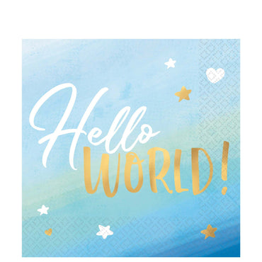 Oh Baby Boy Hot Stamped Lunch Napkin 16pcs Printed Tableware - Party Centre