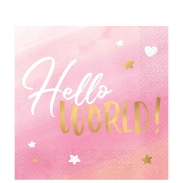 Oh Baby Girl Hot Stamped Lunch Napkin 16pcs Printed Tableware - Party Centre