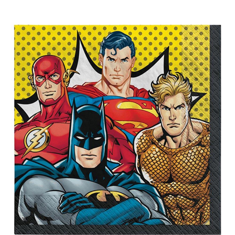 Justice League Heroes Unite Lunch Tissues 16pcs Printed Tableware - Party Centre