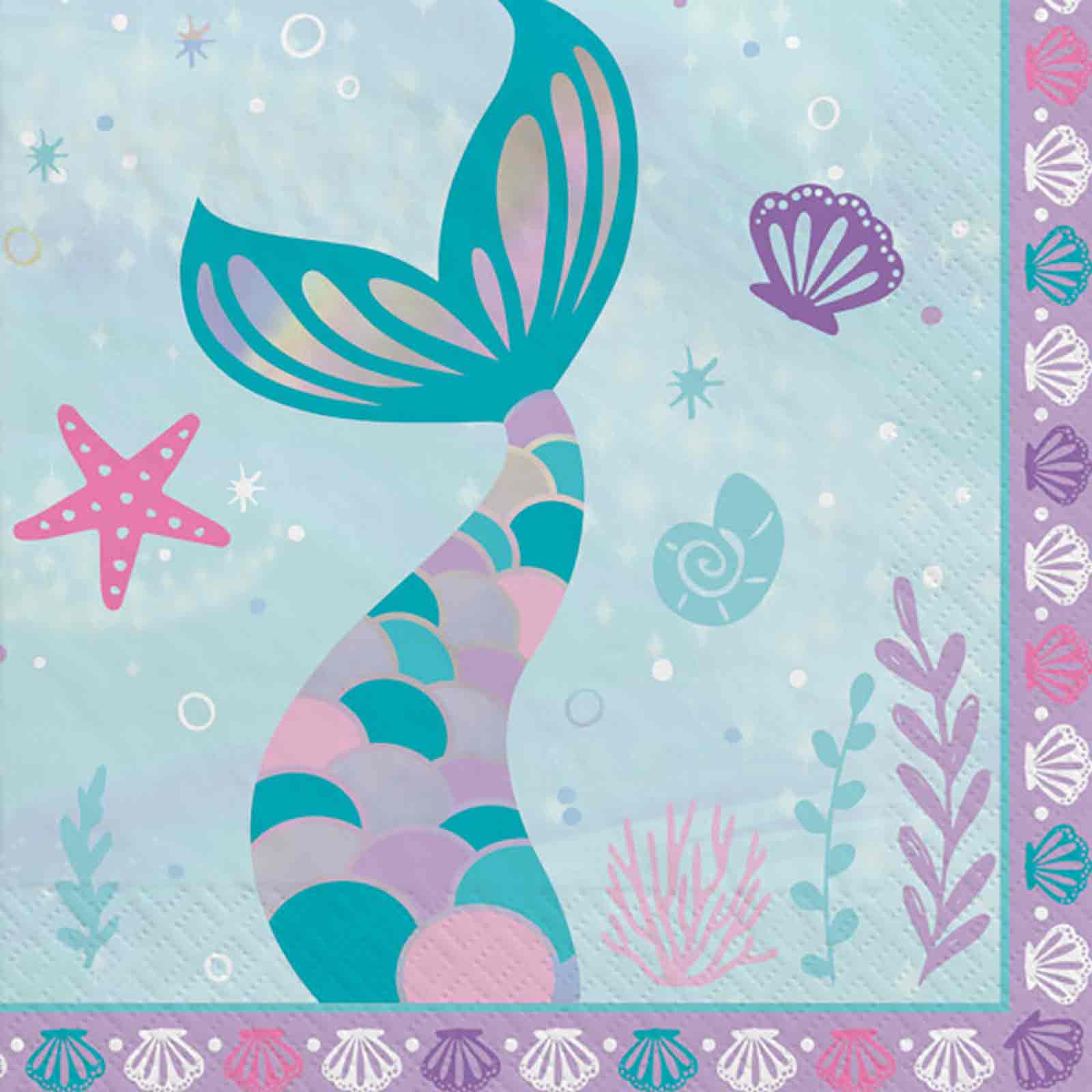 Shimmering Mermaid Lunch Tissues, 16pcs