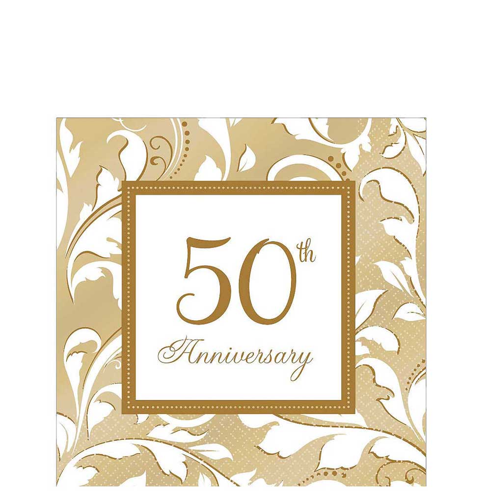 Gold Elegant Scroll 50Th Lunch Tissues 16pcs
