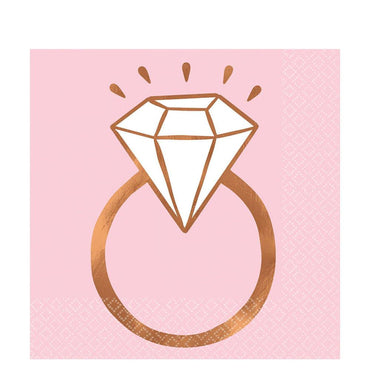 Blush Wedding Hot Stamped Lunch Napkin 16pcs Printed Tableware - Party Centre