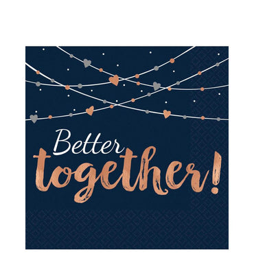 Navy Bride Hot Stamped Lunch Napkin 16pcs Printed Tableware - Party Centre