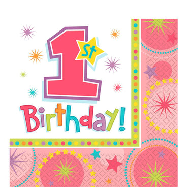 One-Derful Birthday Girl Lunch Tissues 16pcs