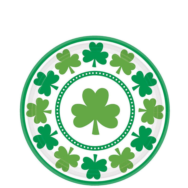 Lucky Shamrock Paper Plates 7in, 8pcs Printed Tableware - Party Centre