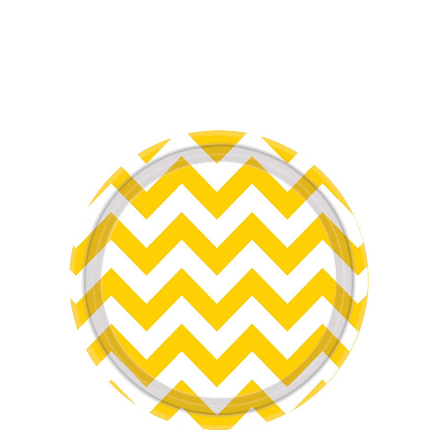 Yellow Sunshine Chevron Round Party Paper Plates 7in 8pcs Printed Tableware - Party Centre