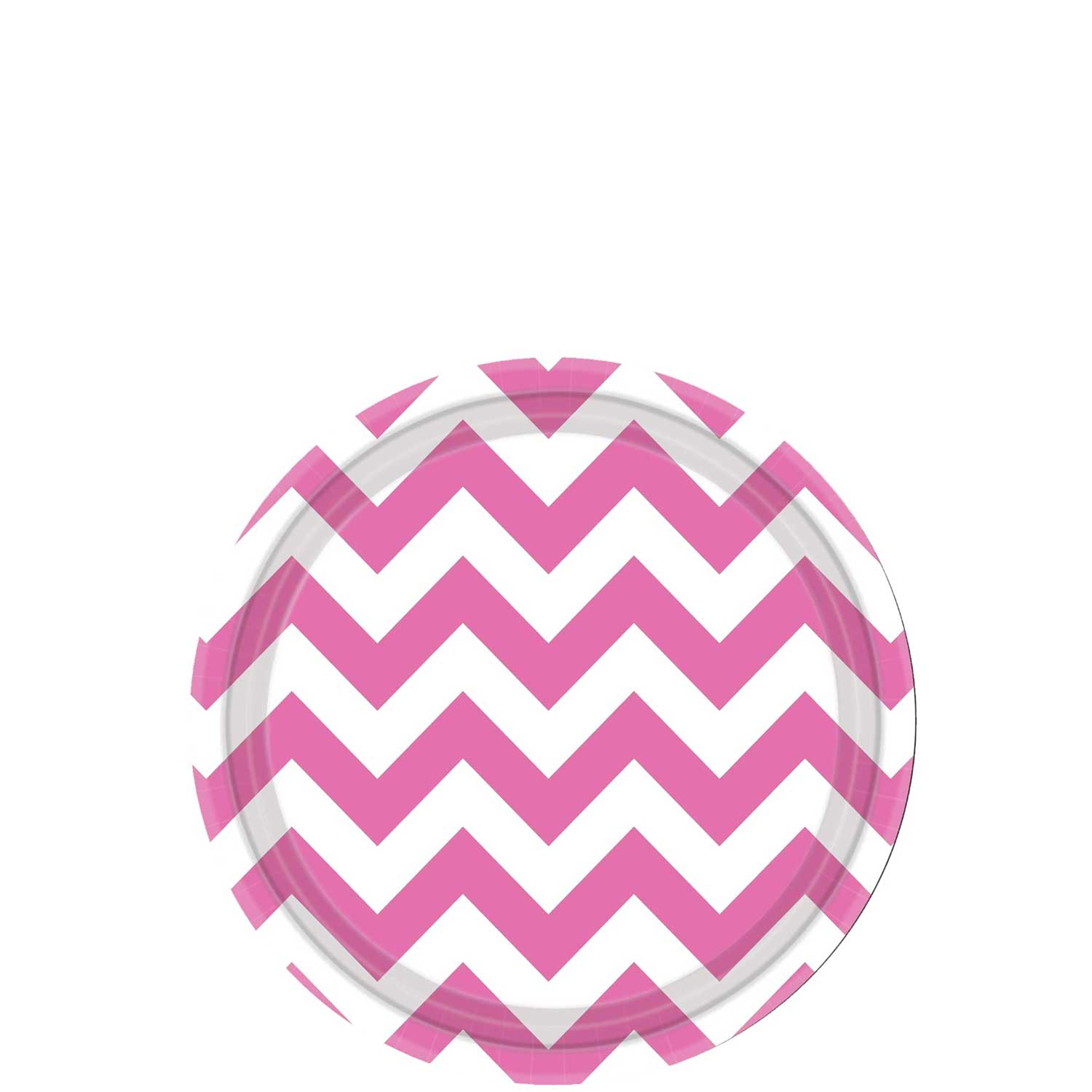 Bright Pink Chevron Round Paper Plates 7in 8pcs Printed Tableware - Party Centre