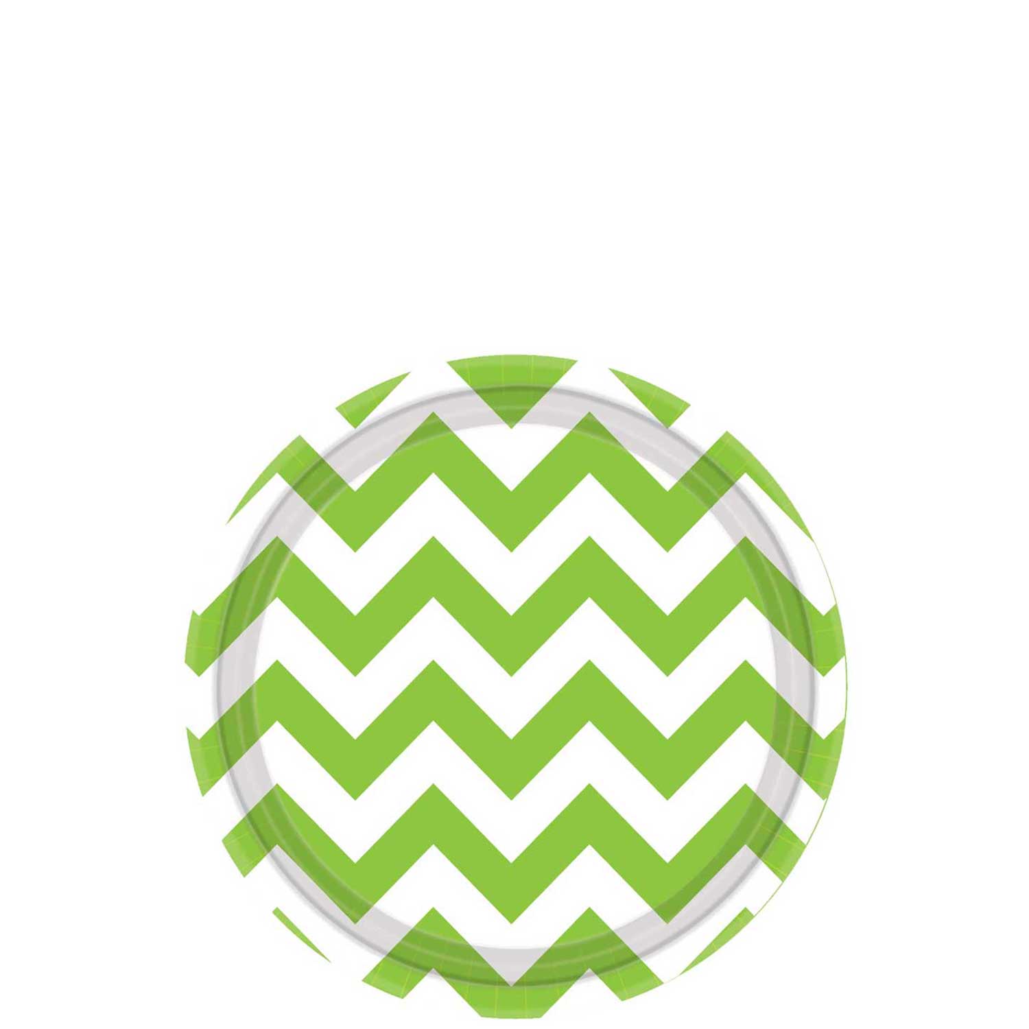 Kiwi Green Chevron Round Party Paper Plates 7in 8pcs Printed Tableware - Party Centre