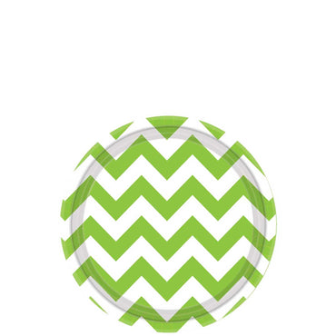 Kiwi Green Chevron Round Party Paper Plates 7in 8pcs Printed Tableware - Party Centre