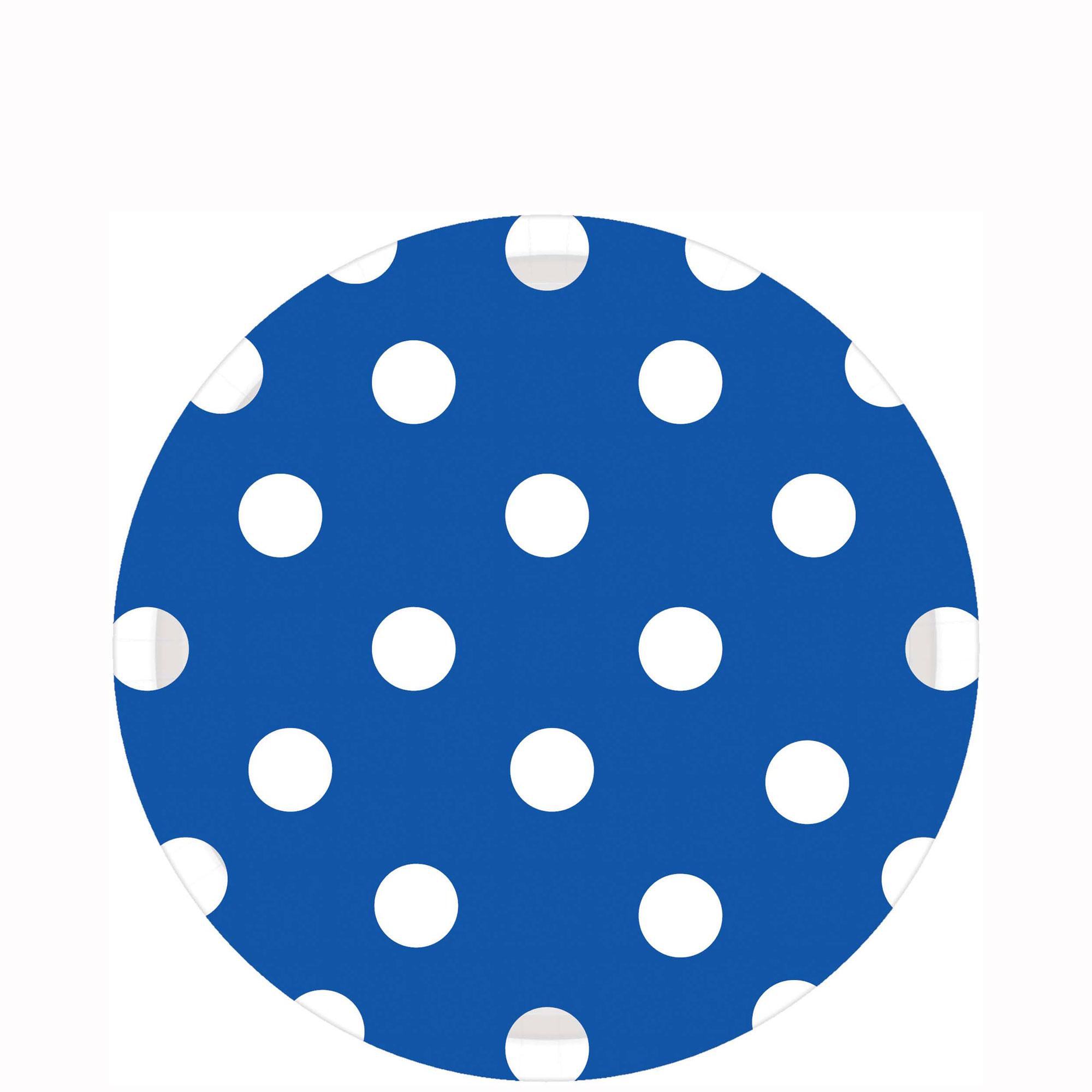 Bright Royal Blue Dots Round Party Paper Plates 7in 8pcs Printed Tableware - Party Centre