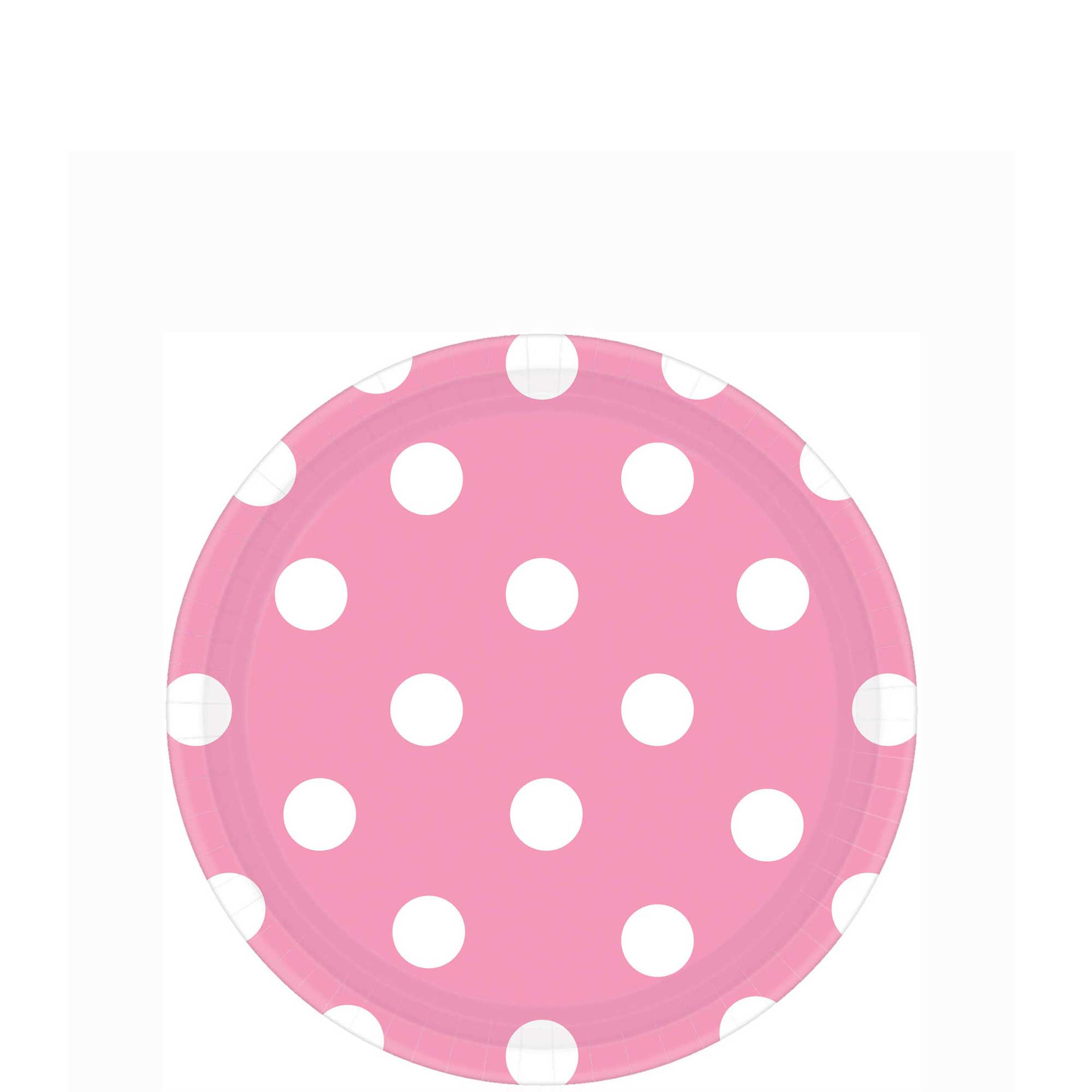 New Pink Dots Round Party Paper Plates 7in 8pcs Printed Tableware - Party Centre