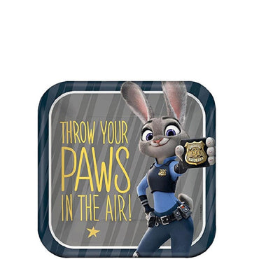 Zootopia Square Plates 7in, 8pcs Printed Tableware - Party Centre