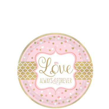 Sparkling Wedding Paper Plates 7in, 8pcs Printed Tableware - Party Centre