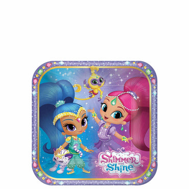 Shimmer and Shine Paper Square Plate 7in 8pcs Printed Tableware - Party Centre