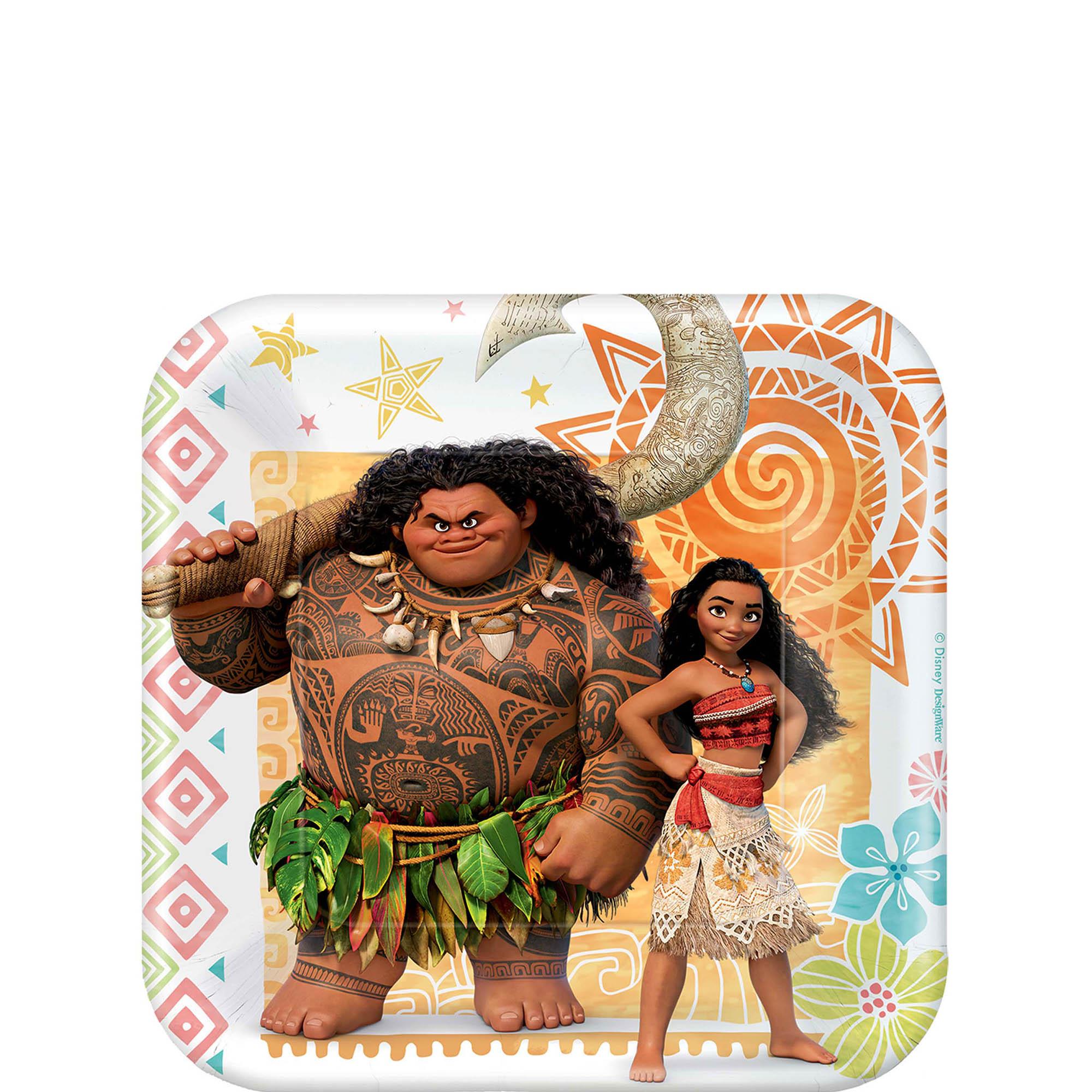 Moana Square Paper Plates 7in, 8pcs Printed Tableware - Party Centre
