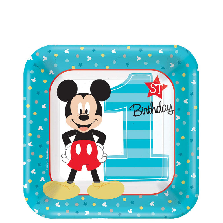 Mickey's Fun To Be One Square Plates 7in, 8pcs