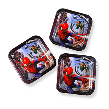 Spiderman Webbed Square Paper Plates 7in, 8pcs