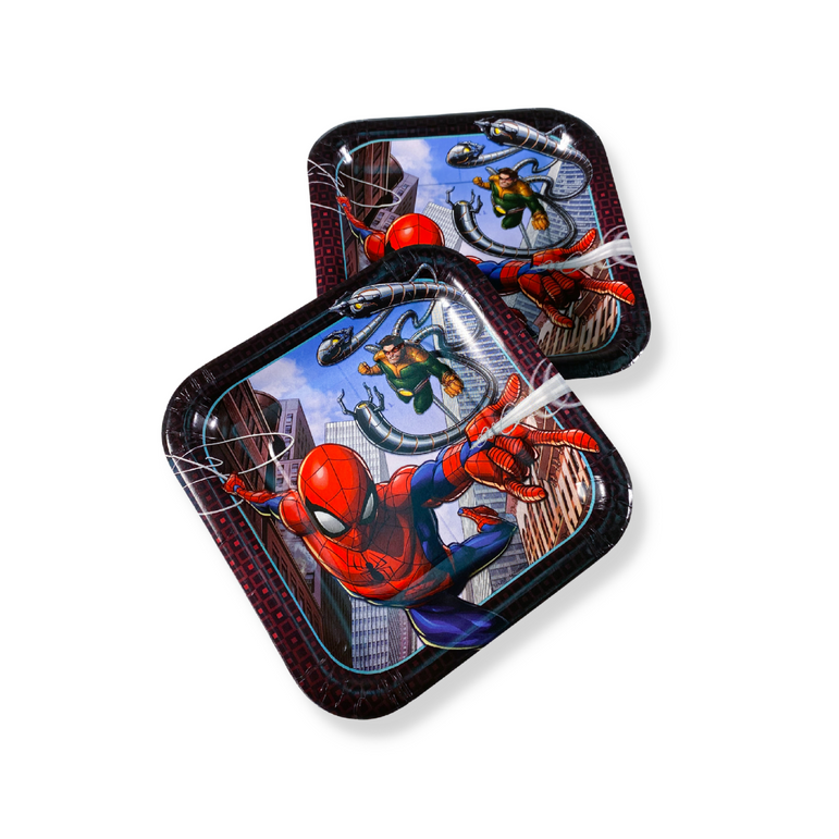 Spiderman Webbed Square Paper Plates 7in, 8pcs