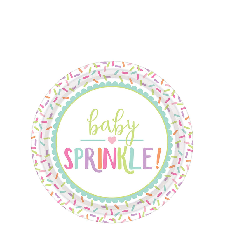 Baby Sprinkle Round Paper Plates 7in, 8pcs Printed Tableware - Party Centre