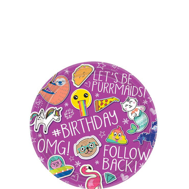 Selfie Celebration Round Paper Plates 7in, 8pcs Printed Tableware - Party Centre