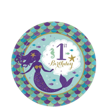 My First Mermaid Paper Plates 7in, 8pcs Printed Tableware - Party Centre