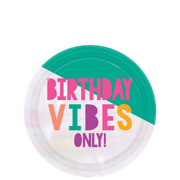 Young & Fab Iridescent Paper Plates 7in, 8pcs Solid Tableware - Party Centre