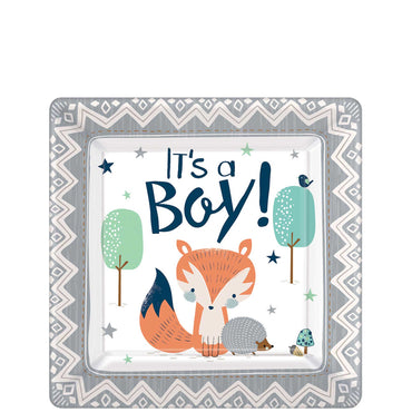 Bear-ly Wait Boy Paper Plates 7in, 8pcs Printed Tableware - Party Centre