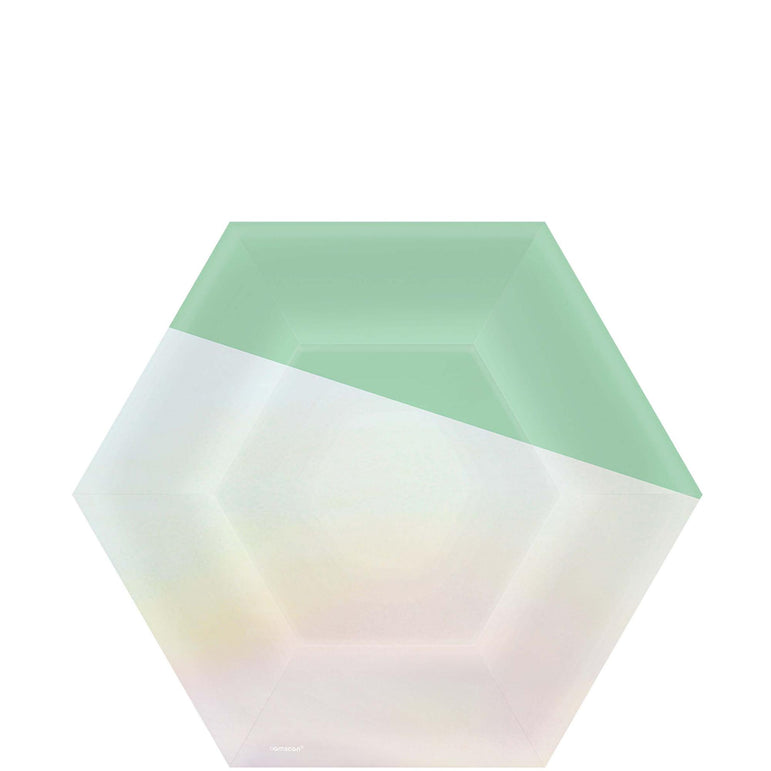 Shimmering Party Hexagonal Paper Plates 7in, 8pcs Printed Tableware - Party Centre